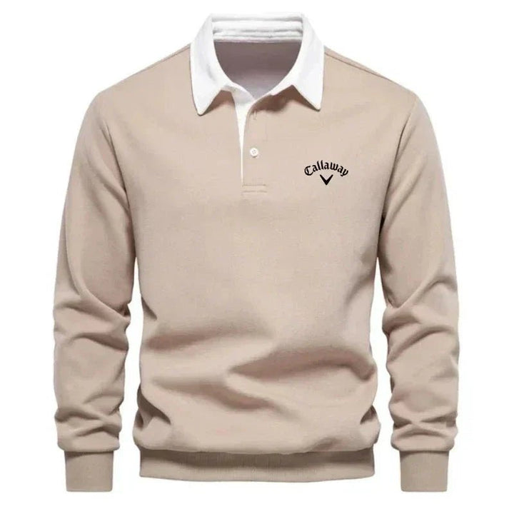 Herren Langarm-Polo Pullover mit Kontrastkragen Tailored Fit Sportlich Elegant 4