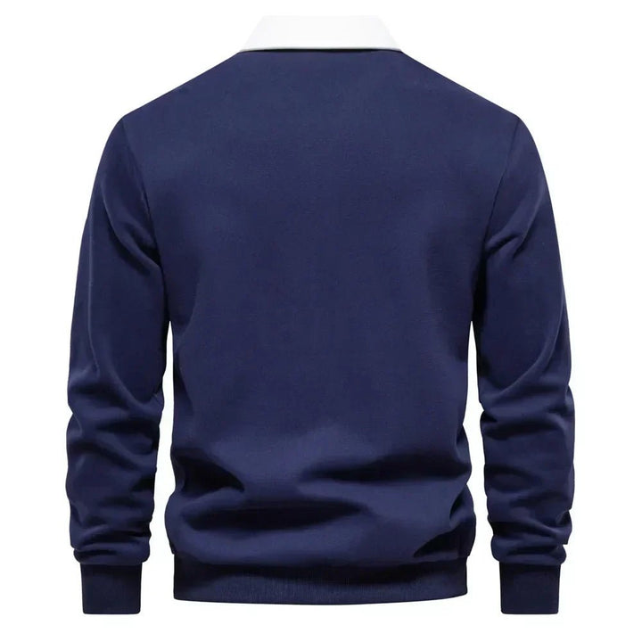 Herren Langarm-Polo Pullover mit Kontrastkragen Tailored Fit Sportlich Elegant 6