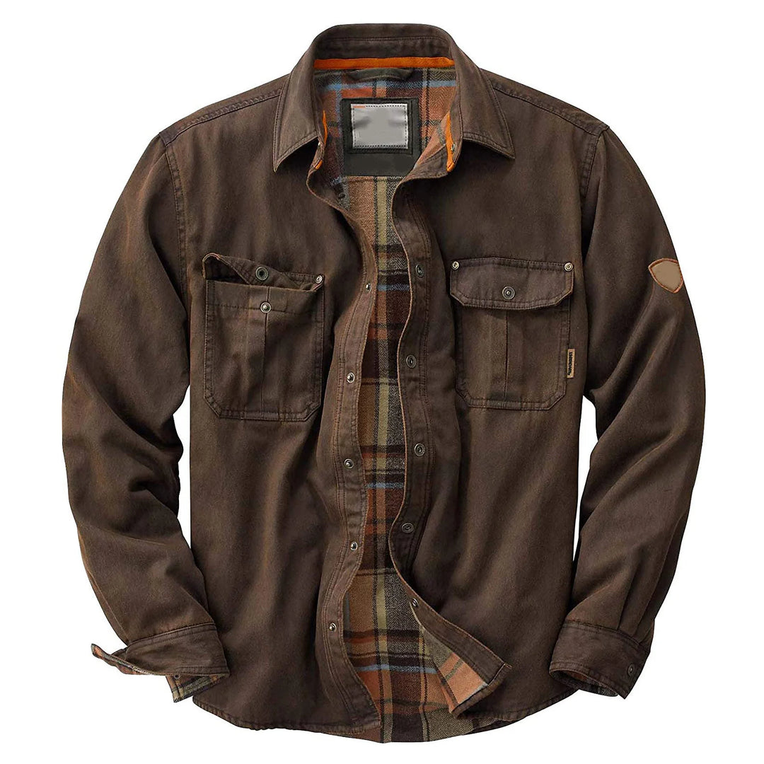 Herren Langarmjacke mit Knöpfen und Taschen 2