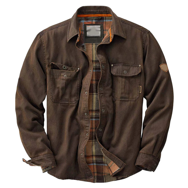 Herren Langarmjacke mit Knöpfen und Taschen 2