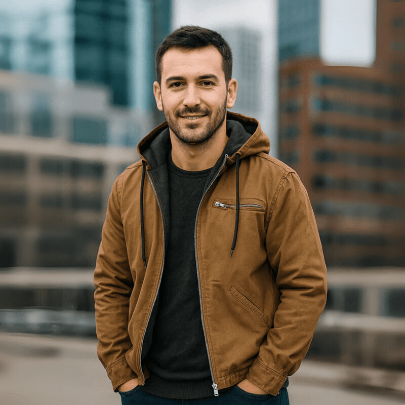 Herren Leder Winterjacke mit Kapuze und Reißverschluss für kalte Tage 1