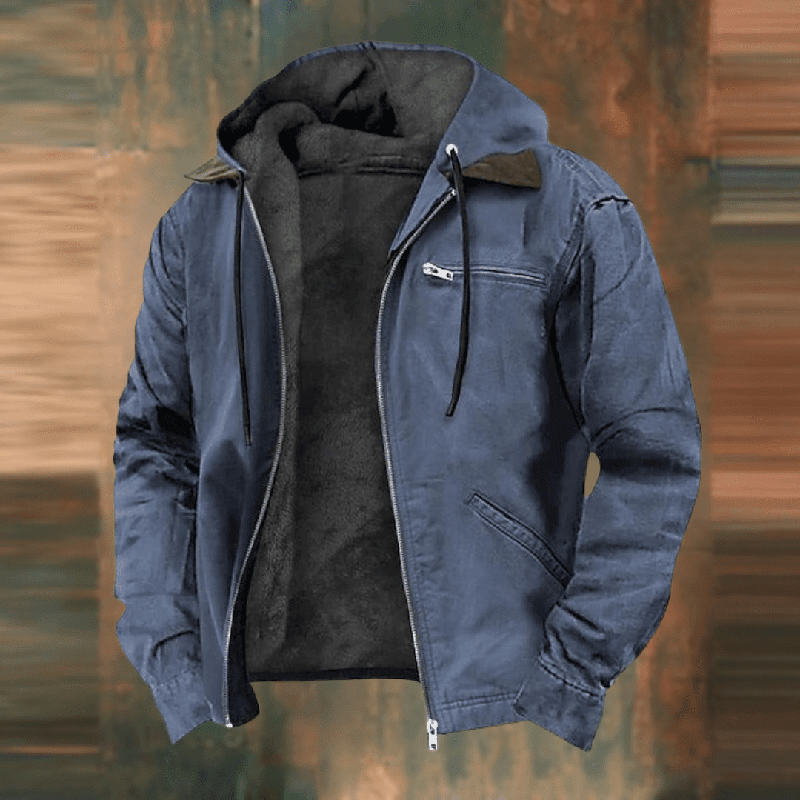 Herren Leder Winterjacke mit Kapuze und Reißverschluss für kalte Tage 2