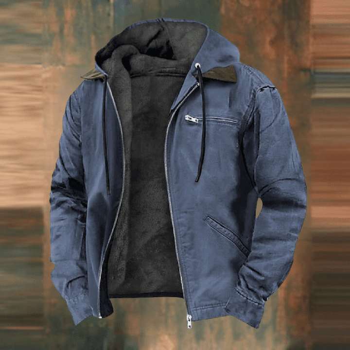 Herren Leder Winterjacke mit Kapuze und Reißverschluss für kalte Tage 2