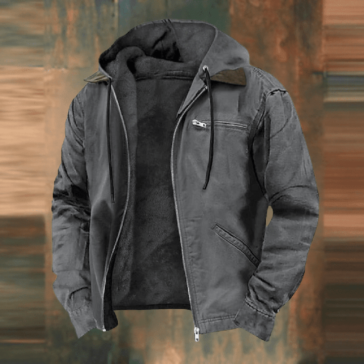 Herren Leder Winterjacke mit Kapuze und Reißverschluss für kalte Tage 4
