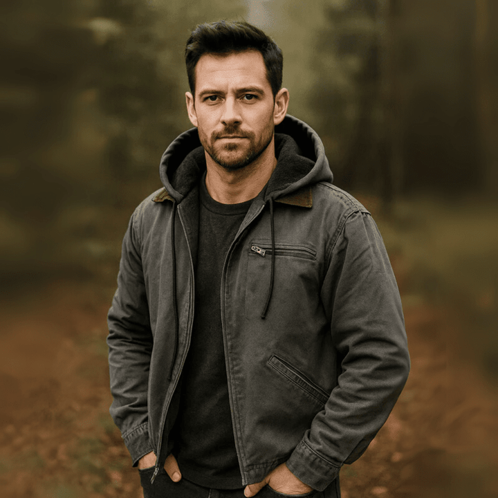 Herren Leder Winterjacke mit Kapuze und Reißverschluss für kalte Tage 5