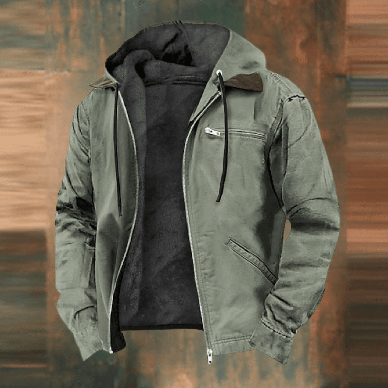 Herren Leder Winterjacke mit Kapuze und Reißverschluss für kalte Tage 6