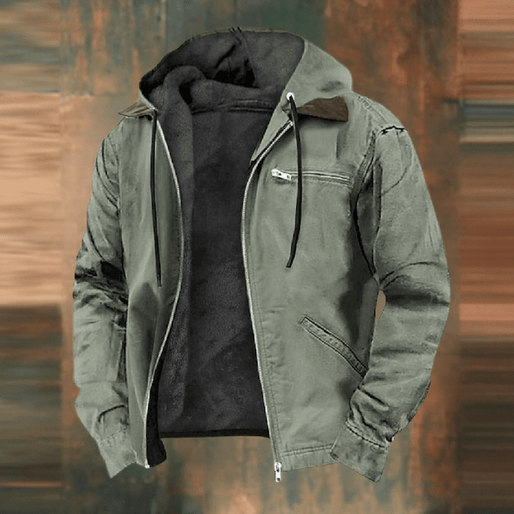Herren Leder Winterjacke mit Kapuze und Reißverschluss für kalte Tage 6