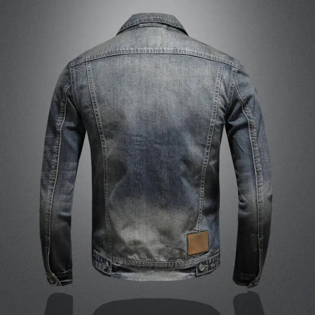 Herren Retro Denimjacke Vintage Look Reißverschluss Jeansjacke Lässig 3