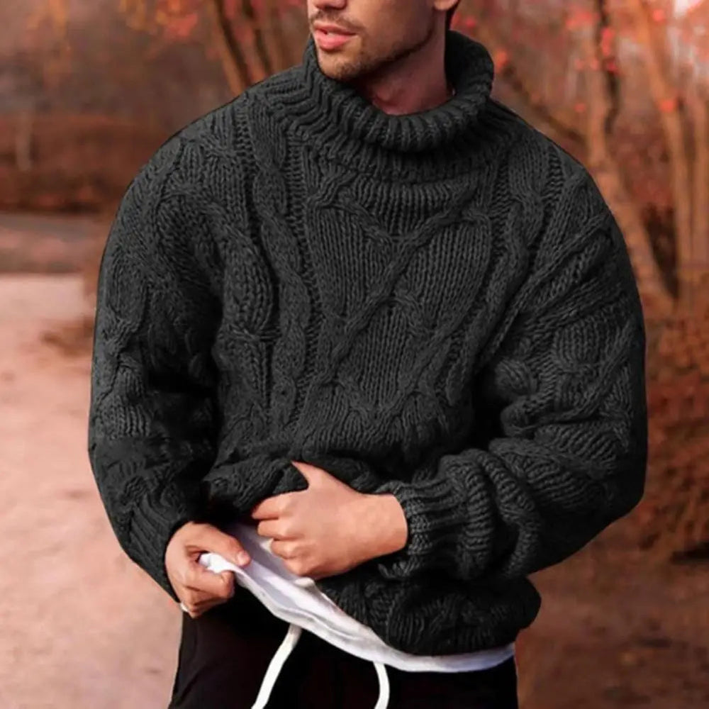 Herren Rollkragenpullover Dick Gestrickt Winterpullover Warmer Strickpullover 1