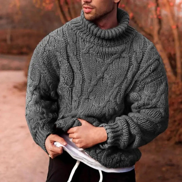 Herren Rollkragenpullover Dick Gestrickt Winterpullover Warmer Strickpullover 2