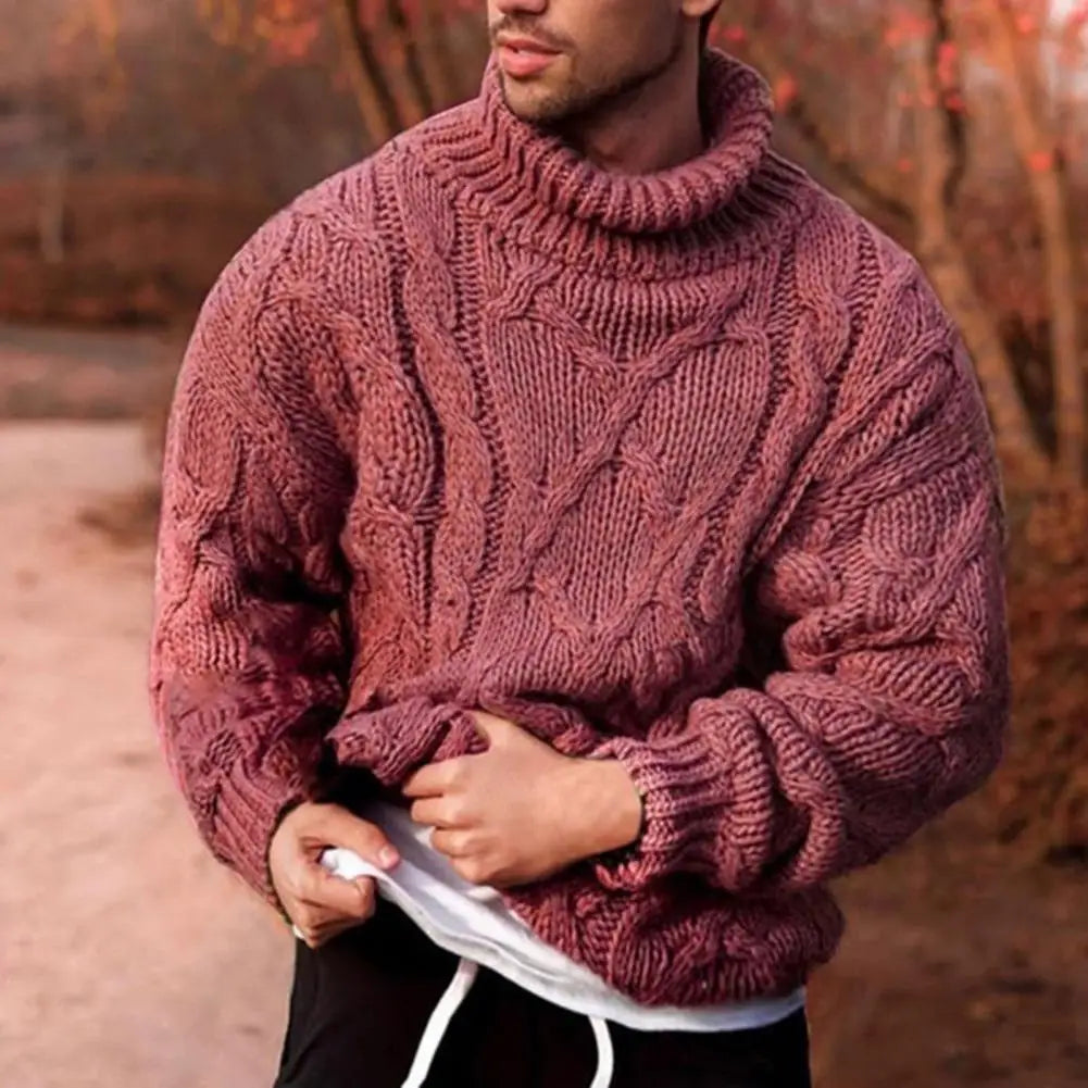 Herren Rollkragenpullover Dick Gestrickt Winterpullover Warmer Strickpullover 3