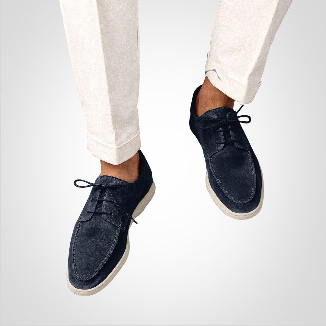 Herren Schnürloafer mit Wildleder-Optik und moderner Flachsohle 1
