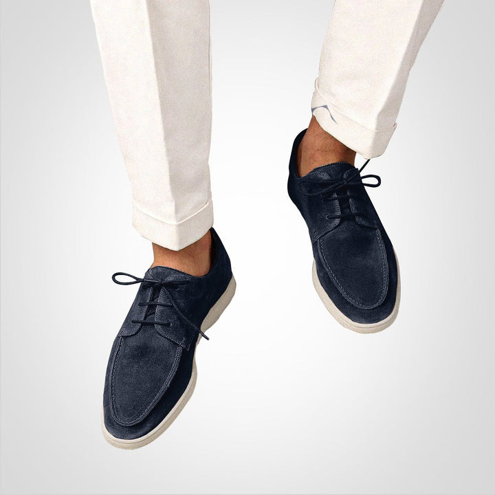 Herren Schnürloafer mit Wildleder-Optik und moderner Flachsohle 1