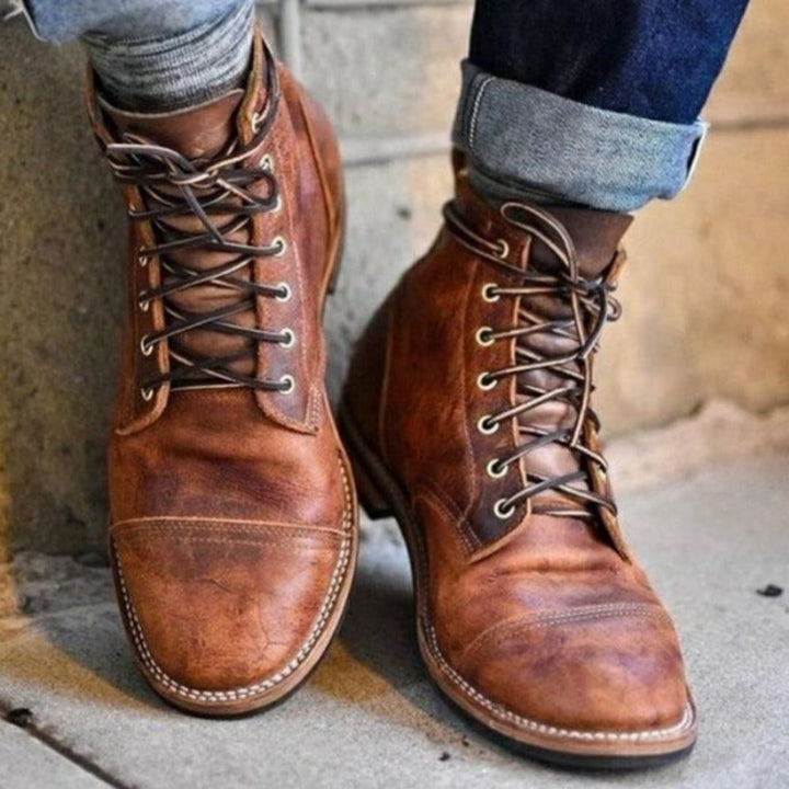 Herren Schnürstiefel Klassisch Robust mit Gummisohle für Alltag und Business 0
