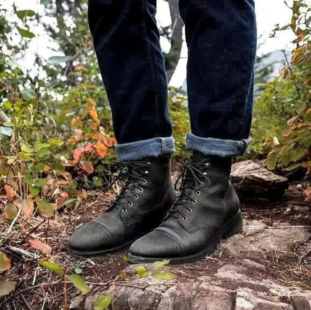 Herren Schnürstiefel Klassisch Robust mit Gummisohle für Alltag und Business 1