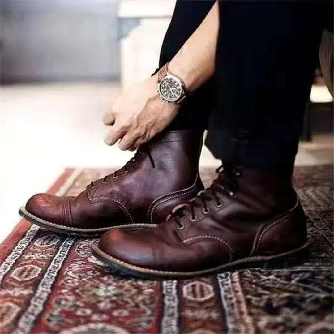 Herren Schnürstiefel Klassisch Robust mit Gummisohle für Alltag und Business 2