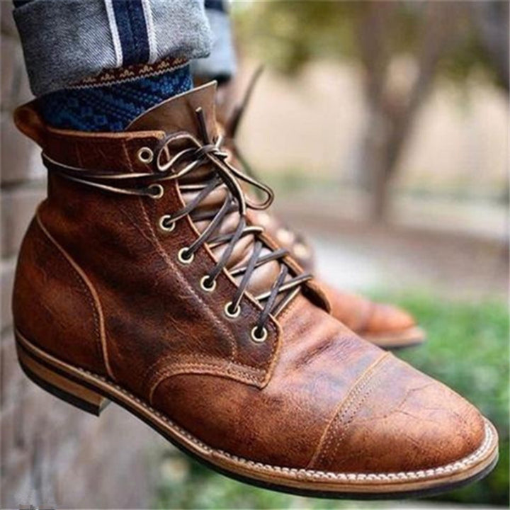 Herren Schnürstiefel Klassisch Robust mit Gummisohle für Alltag und Business 4
