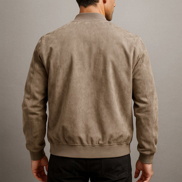 Herren Slim-Fit Bomberjacke mit Wildleder-Optik und Reißverschluss 1