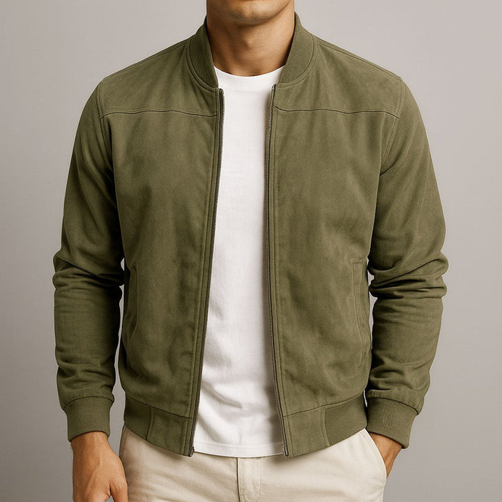 Herren Slim-Fit Bomberjacke mit Wildleder-Optik und Reißverschluss 3