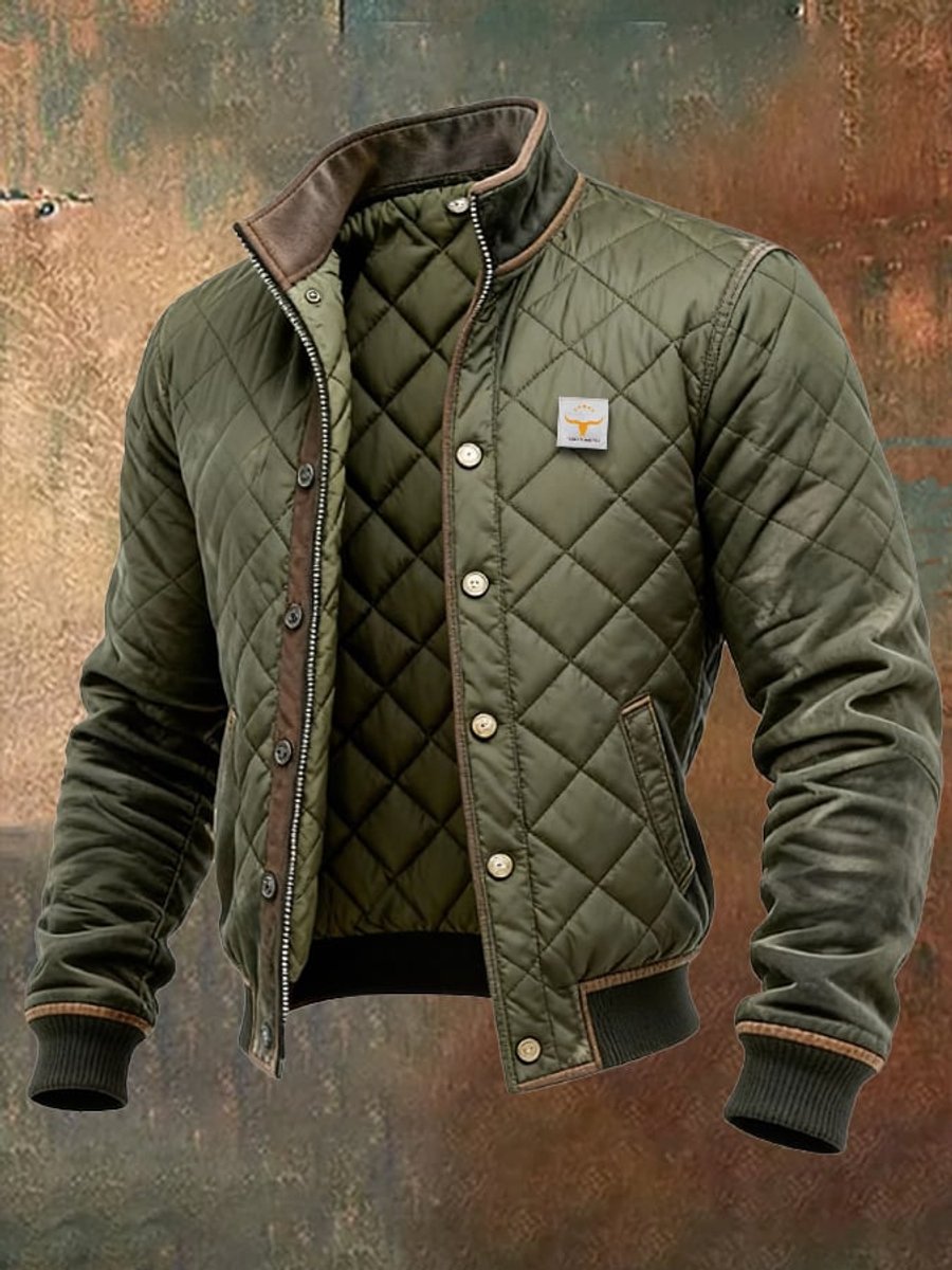 Herren Steppjacke Wattierte Bomberjacke Knitterfreie Winterjacke mit Stehkragen 0
