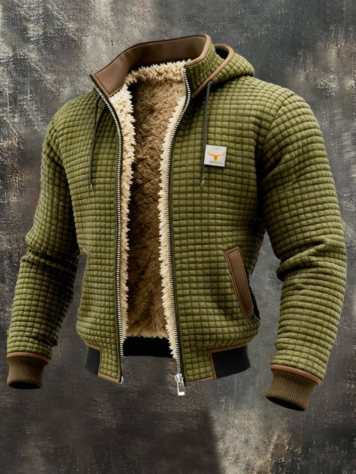 Herren Steppjacke mit Kapuze und Lederdetails, warm gefüttert für kalte Tage 3