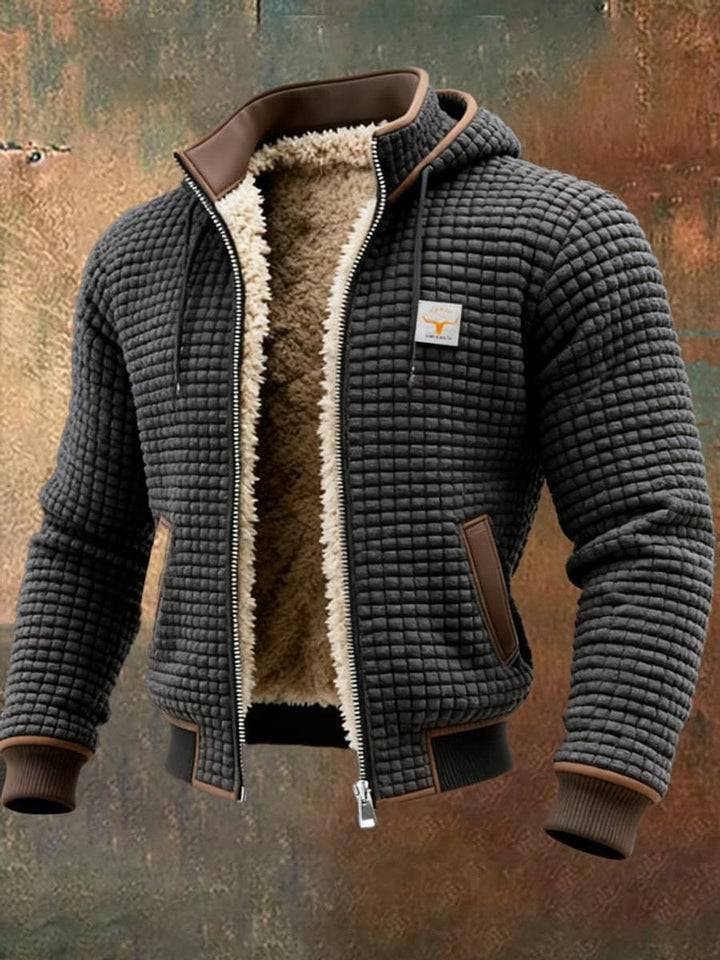 Herren Steppjacke mit Kapuze und Lederdetails, warm gefüttert für kalte Tage 5