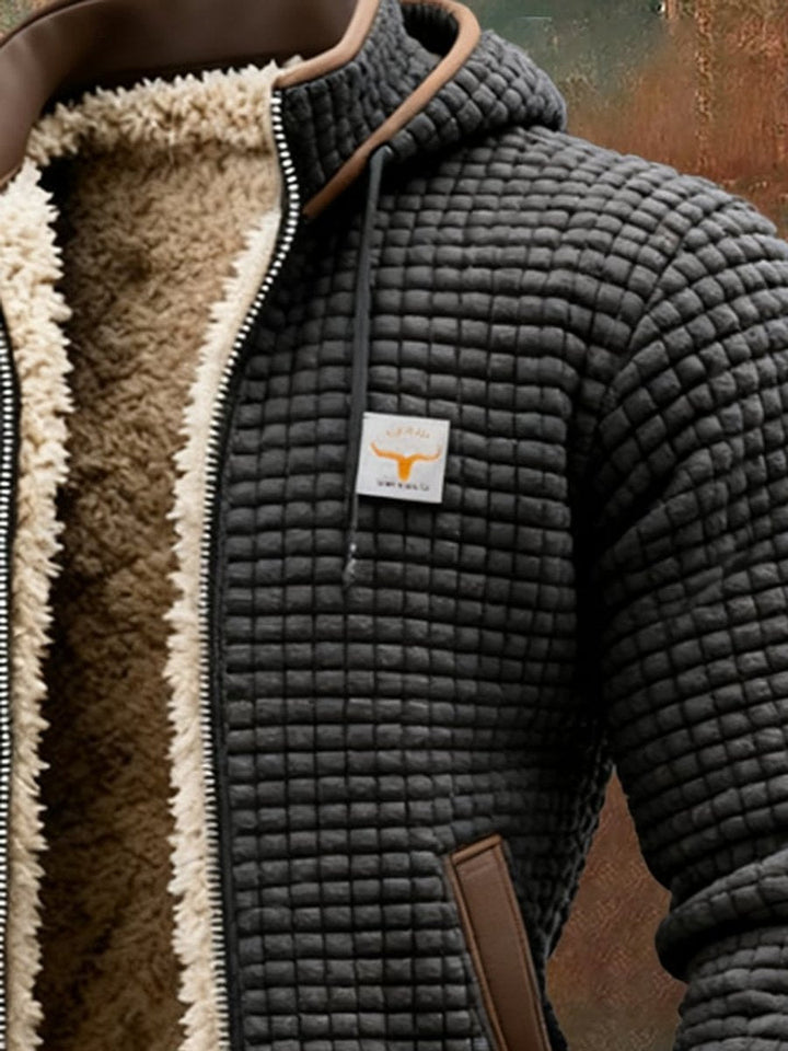 Herren Steppjacke mit Kapuze und Lederdetails, warm gefüttert für kalte Tage 6