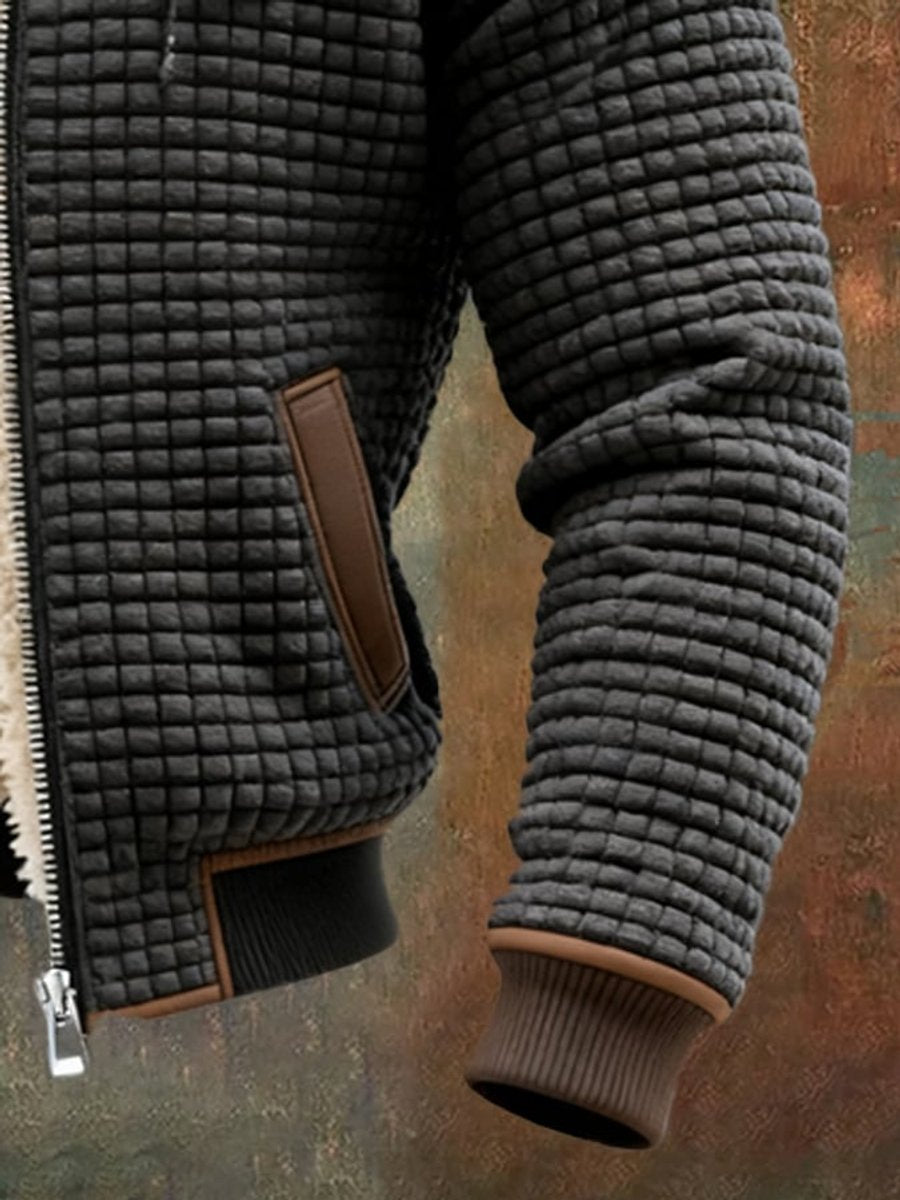 Herren Steppjacke mit Kapuze und Lederdetails, warm gefüttert für kalte Tage 7