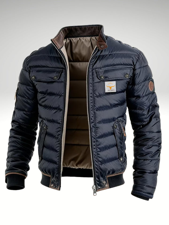Herren Steppjacke mit Reißverschluss Warme Gefütterte Winterjacke für Kalte Tage 0