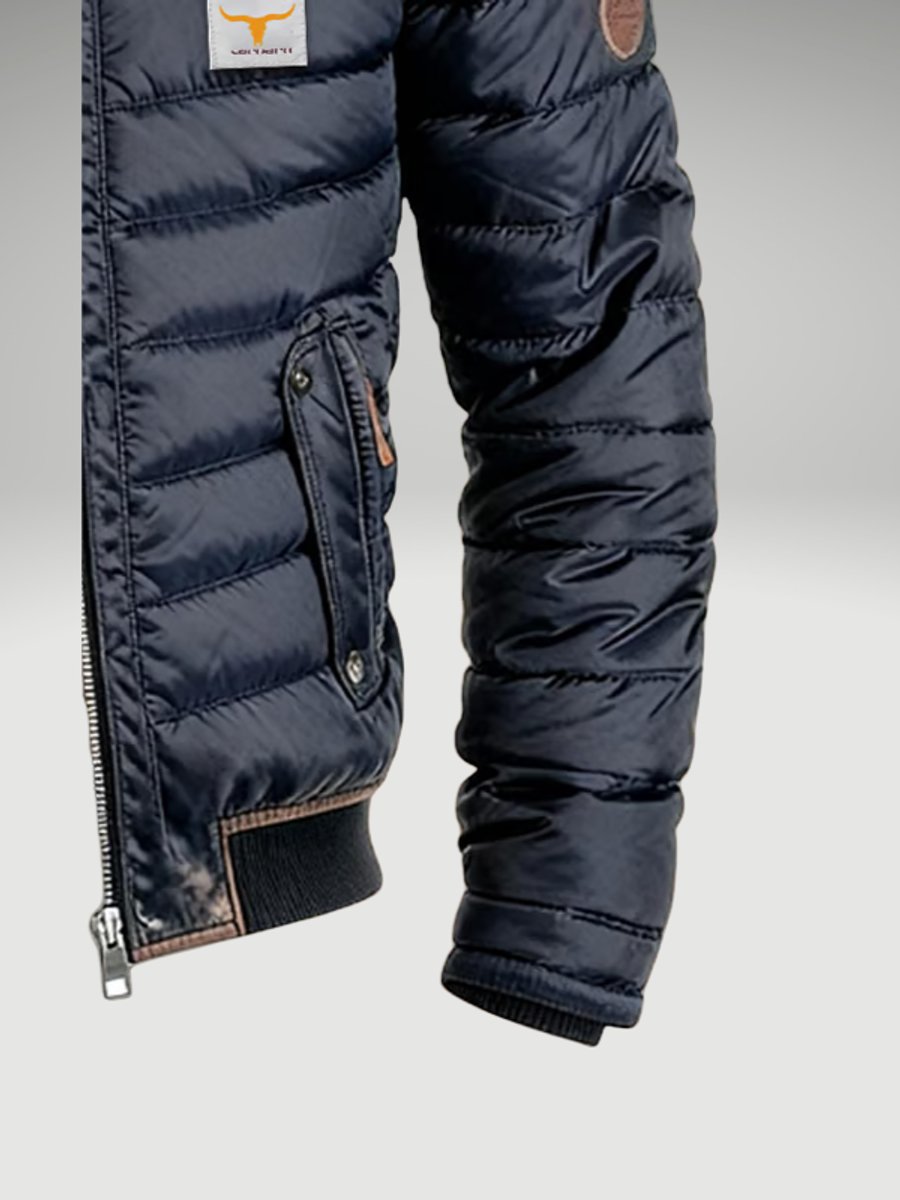 Herren Steppjacke mit Reißverschluss Warme Gefütterte Winterjacke für Kalte Tage 1
