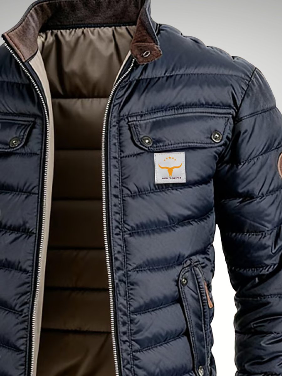 Herren Steppjacke mit Reißverschluss Warme Gefütterte Winterjacke für Kalte Tage 2