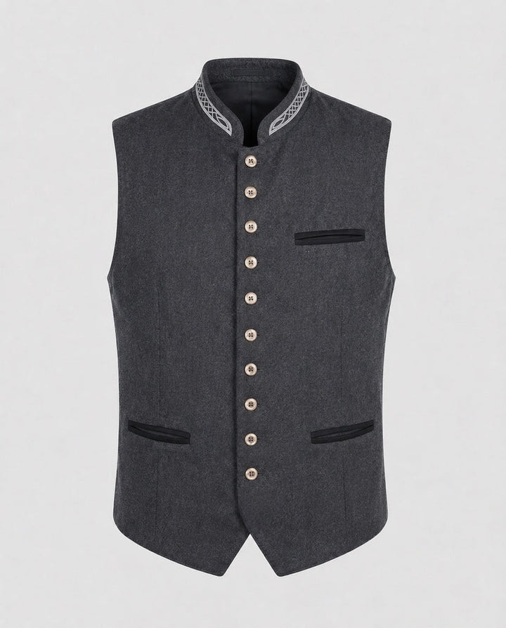 Herren Trachtenweste Grau Traditionell Modern Festlich Elegante Weste 1