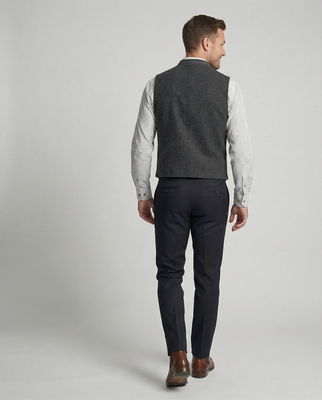 Herren Trachtenweste Grau Traditionell Modern Festlich Elegante Weste 3