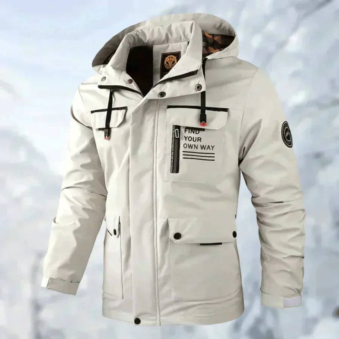 Herren Wasserdichte Steppjacke mit Kapuze Winddichte Outdoorjacke für Herbst und Winter 0