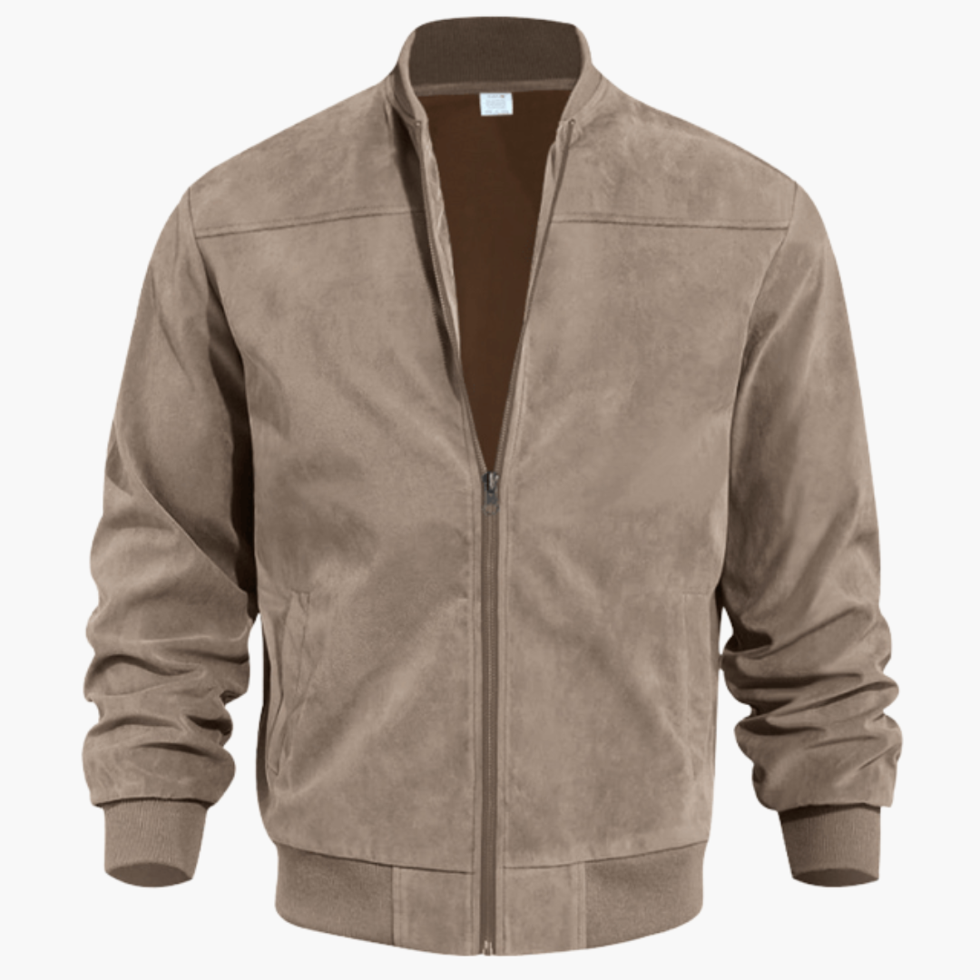 Herren Wildleder Bomberjacke Lässige Übergangsjacke mit Zipper Modernes Design 0