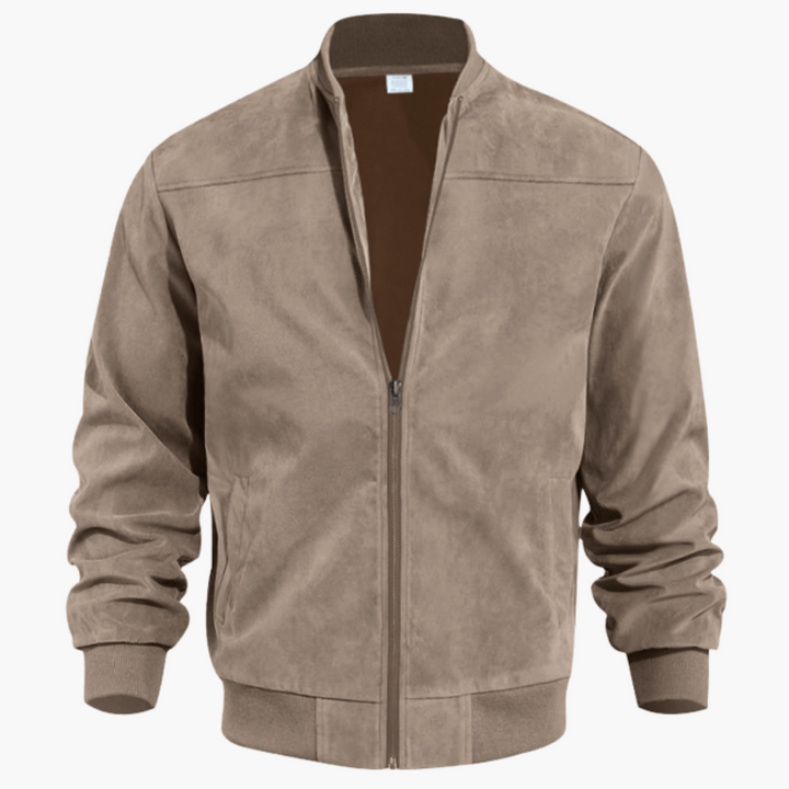 Herren Wildleder Bomberjacke Lässige Übergangsjacke mit Zipper Modernes Design 0