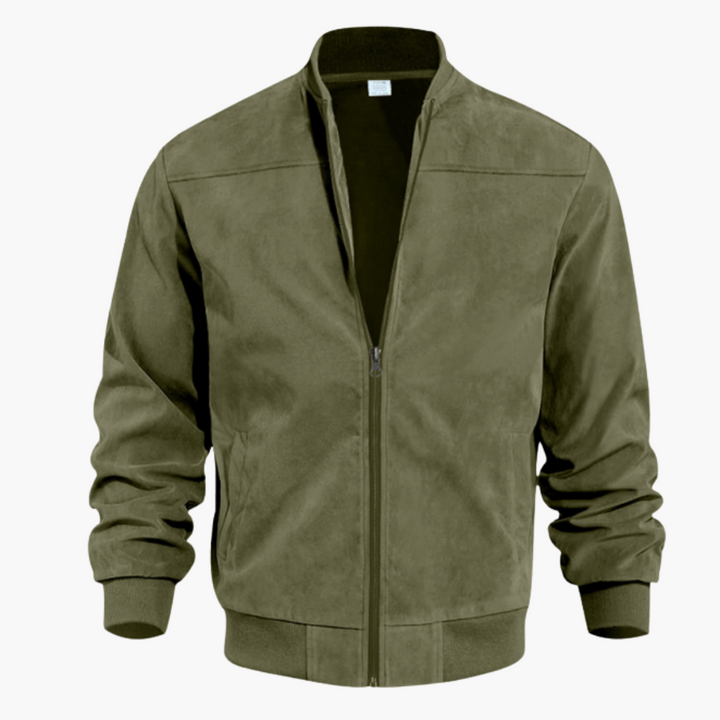 Herren Wildleder Bomberjacke Lässige Übergangsjacke mit Zipper Modernes Design 3