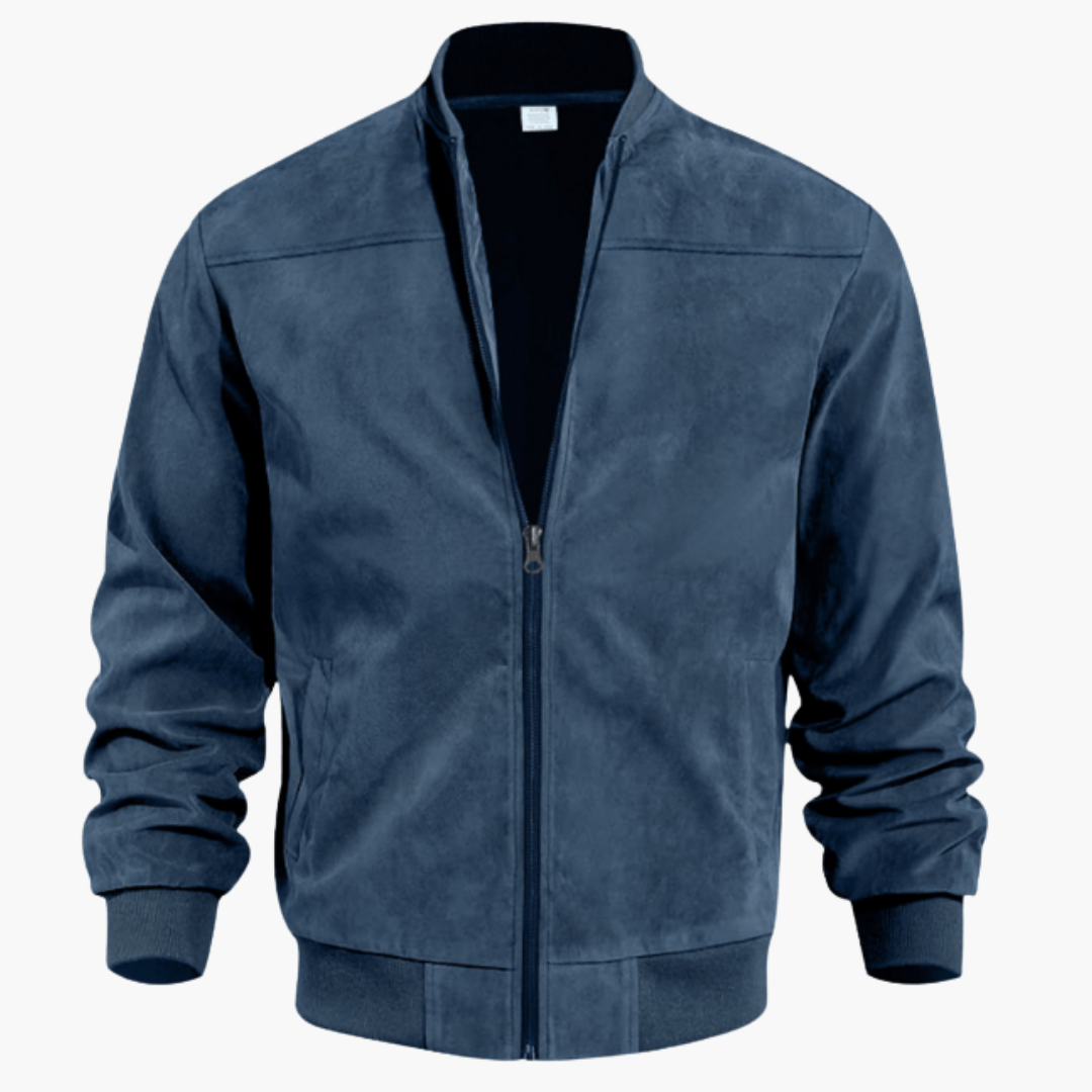 Herren Wildleder Bomberjacke Lässige Übergangsjacke mit Zipper Modernes Design 6