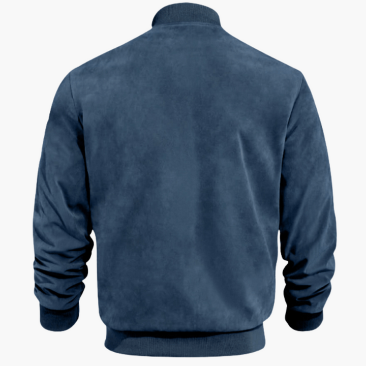 Herren Wildleder Bomberjacke Lässige Übergangsjacke mit Zipper Modernes Design 7