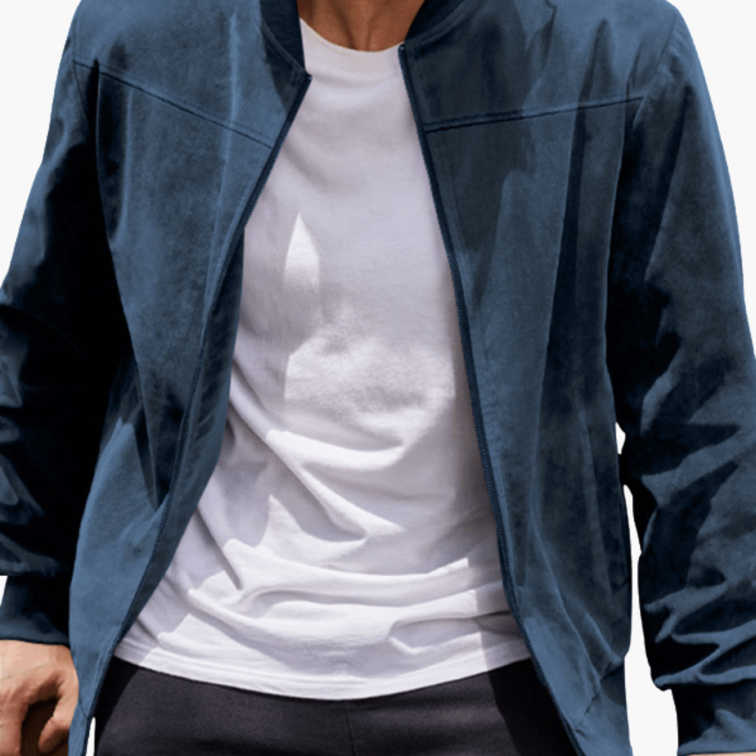 Herren Wildleder Bomberjacke Lässige Übergangsjacke mit Zipper Modernes Design 8