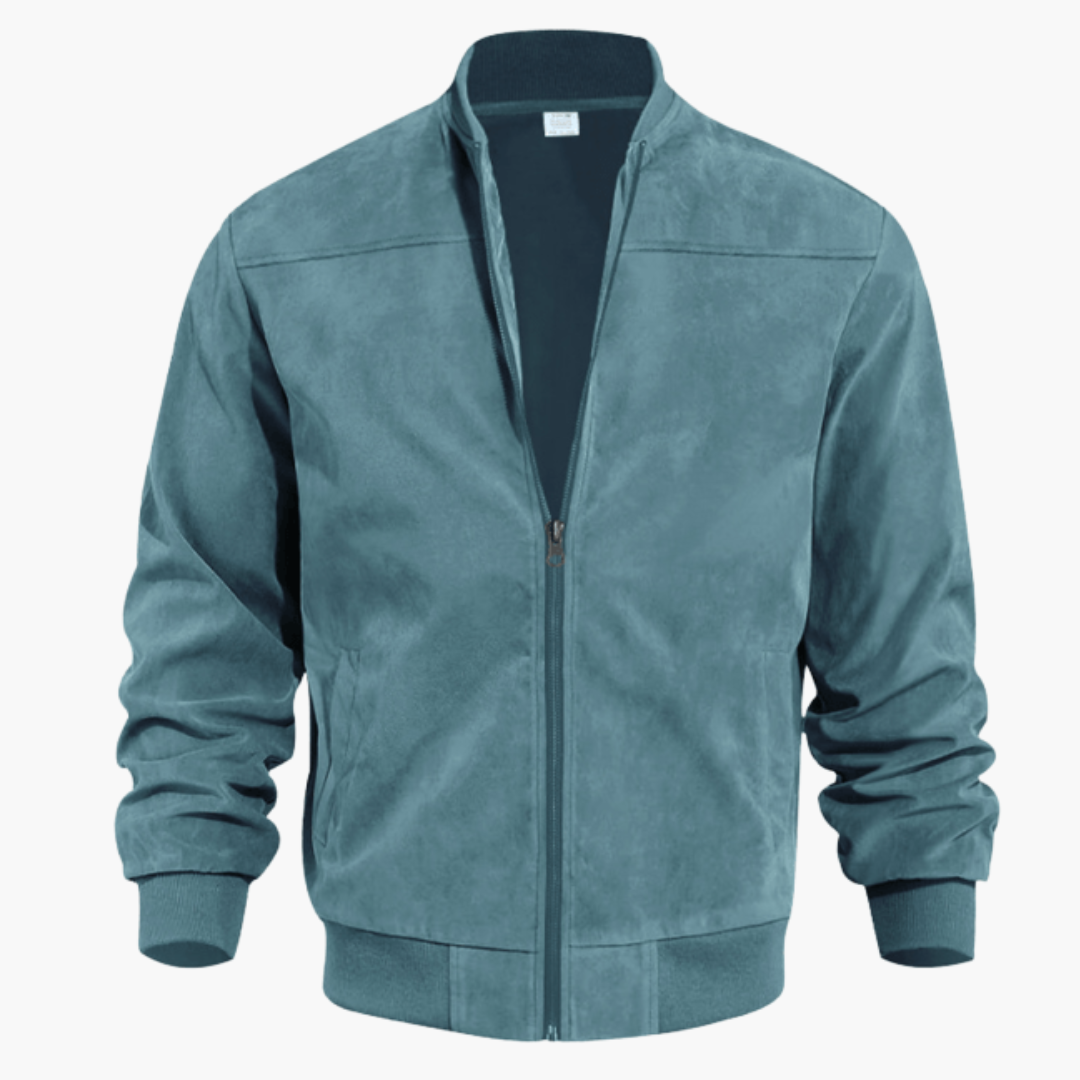 Herren Wildleder Bomberjacke Lässige Übergangsjacke mit Zipper Modernes Design 9