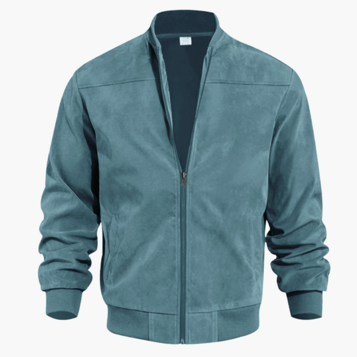 Herren Wildleder Bomberjacke Lässige Übergangsjacke mit Zipper Modernes Design 9