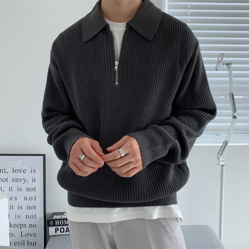 Herren Winterpullover Strukturierter Strickpullover mit Langarm für kalte Tage 0