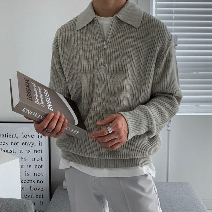 Herren Winterpullover Strukturierter Strickpullover mit Langarm für kalte Tage 1