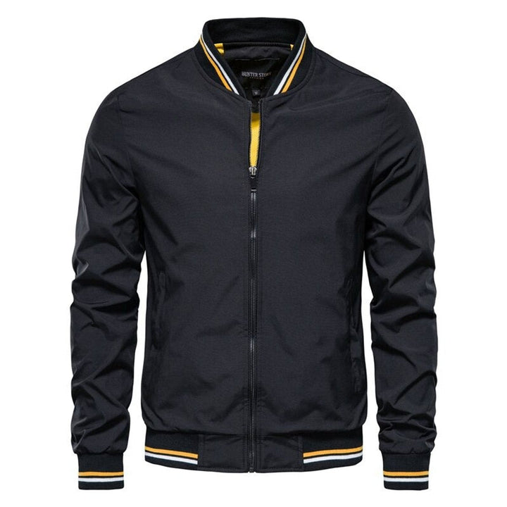 Herrenjacke Bomber Unifarben Mit Kontrast Rippbündchen - Bequeme Jacke Herren Für Alltag Und Freizeit 0