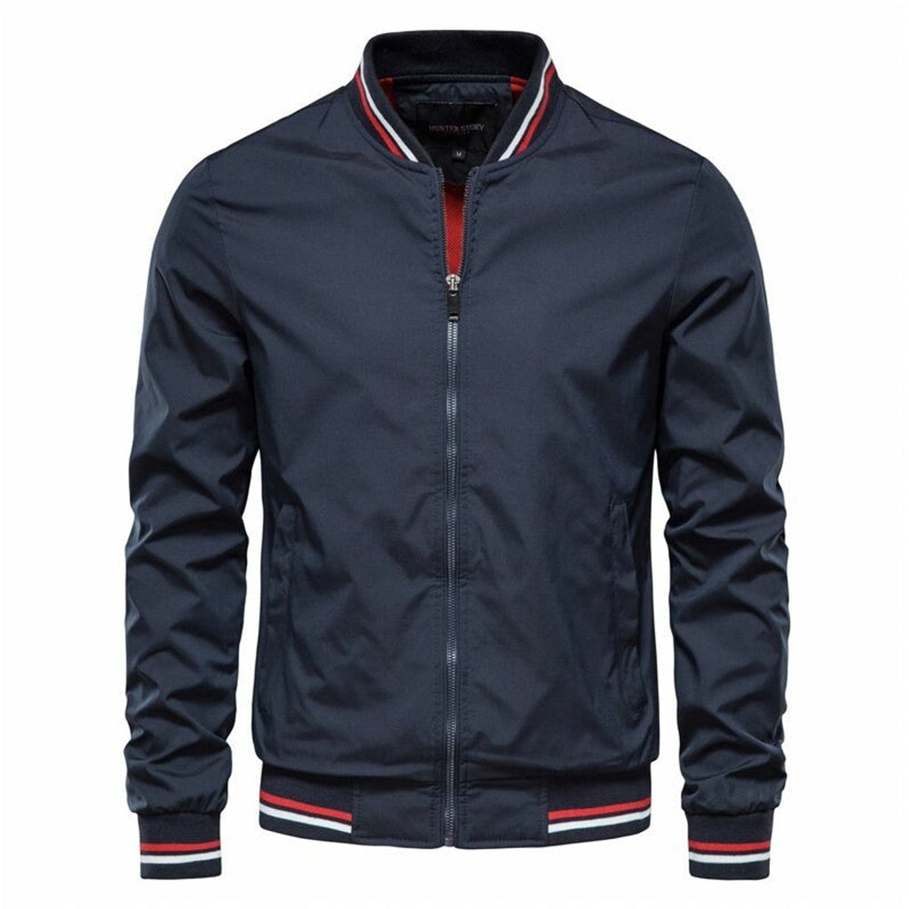 Herrenjacke Bomber Unifarben Mit Kontrast Rippbündchen - Bequeme Jacke Herren Für Alltag Und Freizeit 1