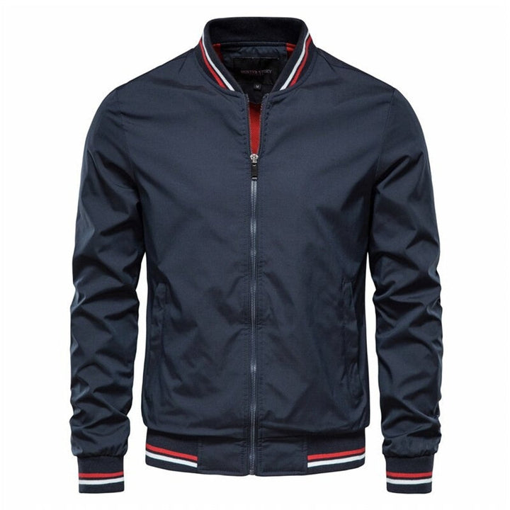 Herrenjacke Bomber Unifarben Mit Kontrast Rippbündchen - Bequeme Jacke Herren Für Alltag Und Freizeit 1