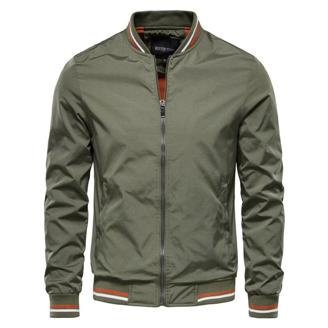 Herrenjacke Bomber Unifarben Mit Kontrast Rippbündchen - Bequeme Jacke Herren Für Alltag Und Freizeit 2