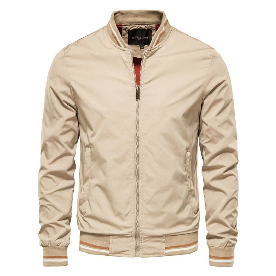 Herrenjacke Bomber Unifarben Mit Kontrast Rippbündchen - Bequeme Jacke Herren Für Alltag Und Freizeit 3
