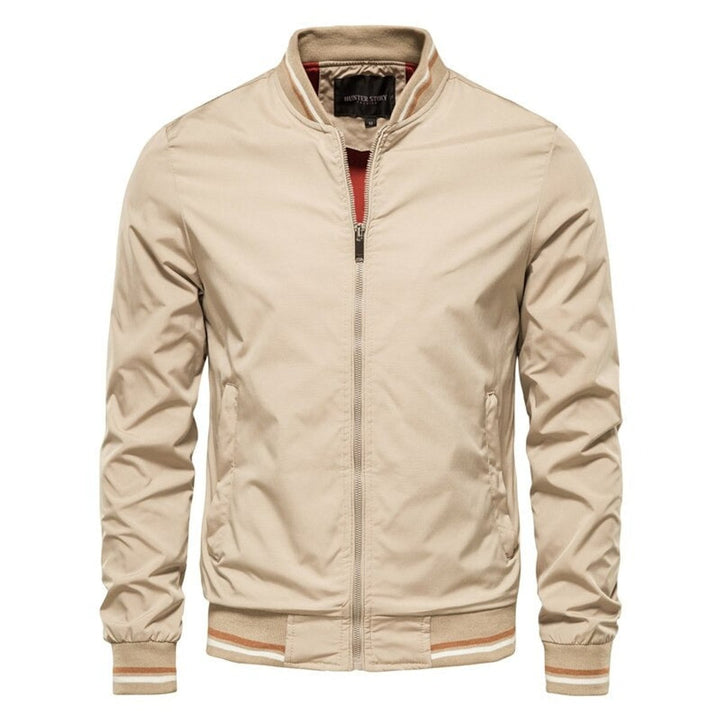 Herrenjacke Bomber Unifarben Mit Kontrast Rippbündchen - Bequeme Jacke Herren Für Alltag Und Freizeit 3
